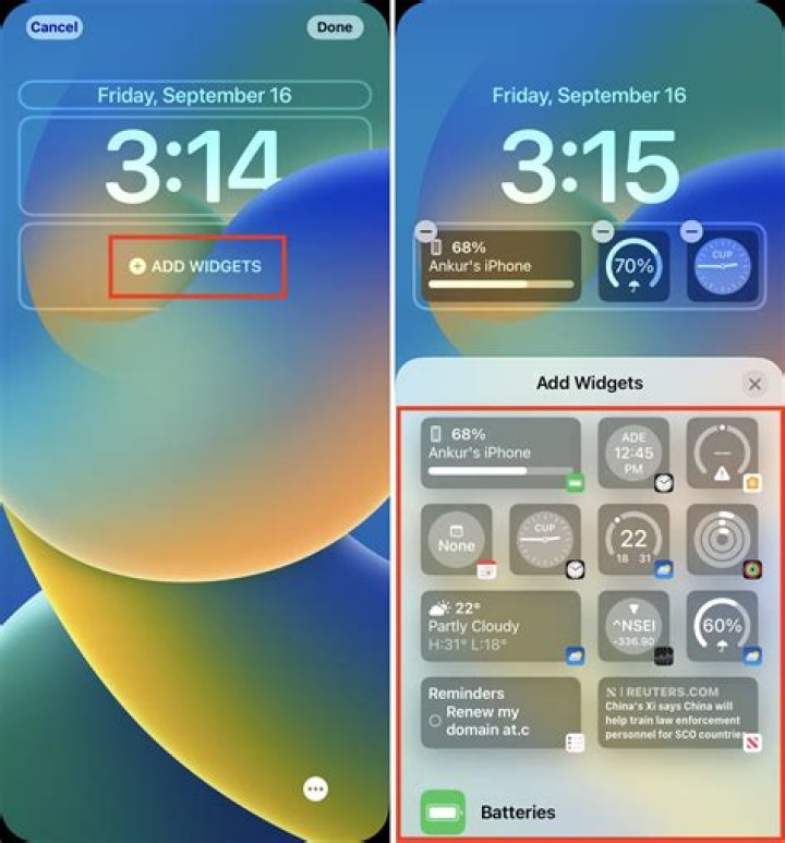 How do I change my lock screen widgets?