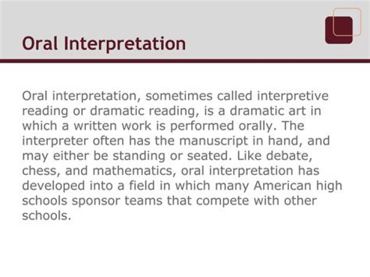 What is an oral interpretation speech?