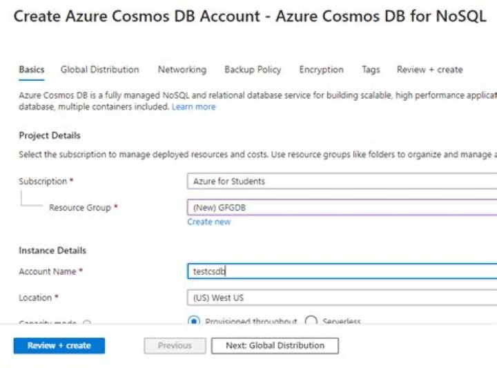 What is azure cosmos DB account?